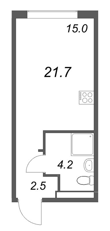 Квартира-студия, 21.7 м² в ЖК "Пулково Лейк" - планировка, фото №1