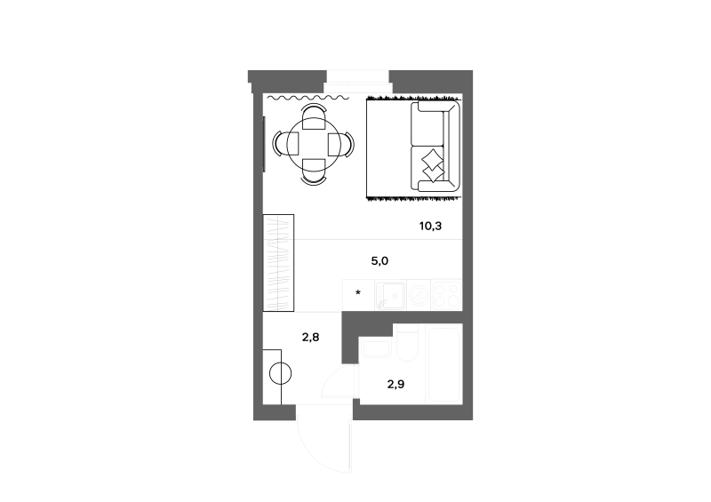 Квартира-студия, 21 м² в ЖК "ЭКО Квартал NEGA" - планировка, фото №1