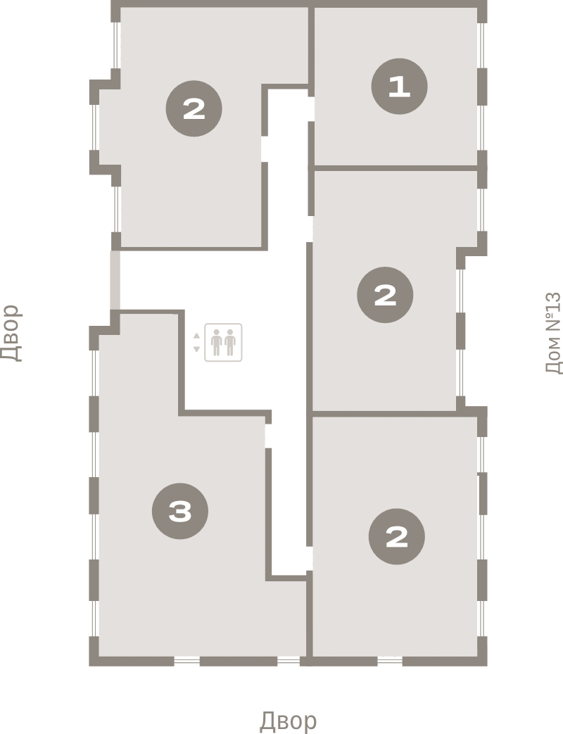 3-комнатная (Евро) квартира, 64.2 м² в ЖК "Брусника в Новоселье" - планировка этажа