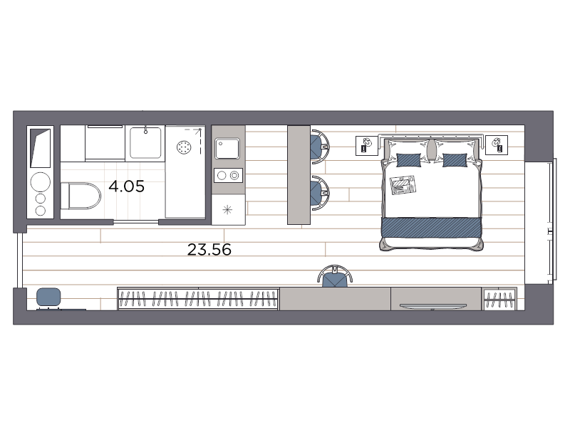 Квартира-студия, 27.61 м² - планировка, фото №1