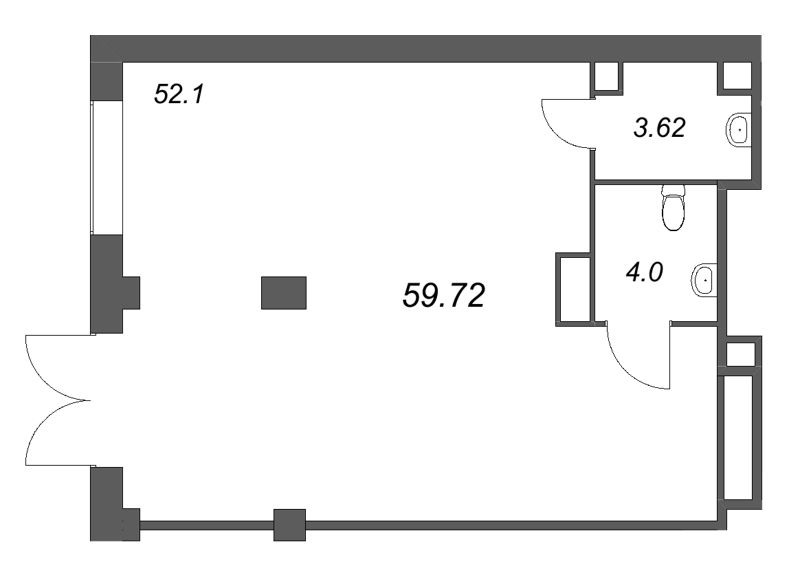 Помещение, 59.72 м² в ЖК "Дом на Курской" - планировка, фото №1