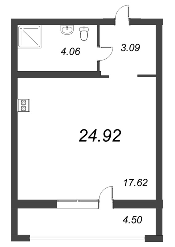 Квартира-студия, 20.28 м² - планировка, фото №1