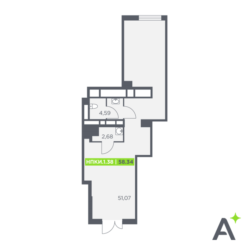 Помещение, 58.34 м² - планировка, фото №1