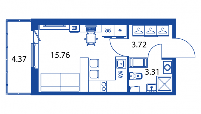 Квартира-студия, 22.79 м² в ЖК "Полис ЛАВрики" - планировка, фото №1