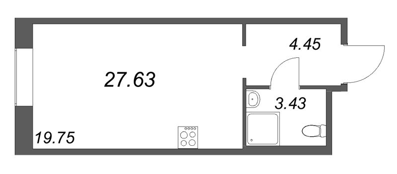 Квартира-студия, 27.63 м² в ЖК "Avant" - планировка, фото №1