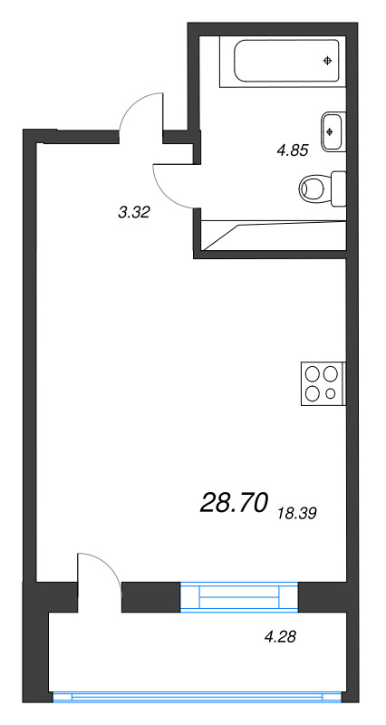 Квартира-студия, 28.7 м² в ЖК "Энфилд" - планировка, фото №1