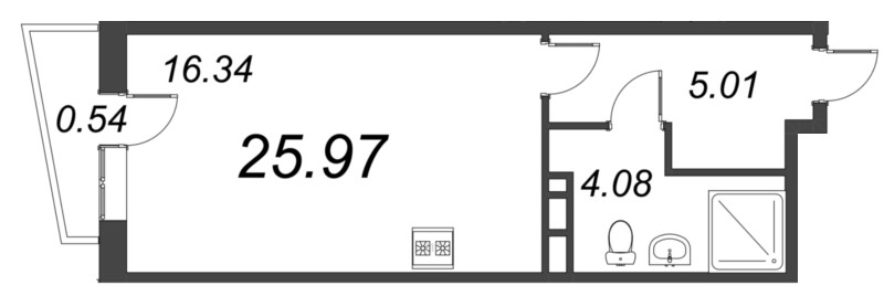 Квартира-студия, 25.97 м² - планировка, фото №1