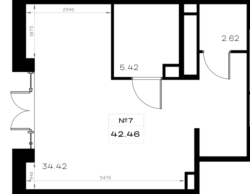 Помещение, 42.46 м² в ЖК "Борский" - планировка, фото №1