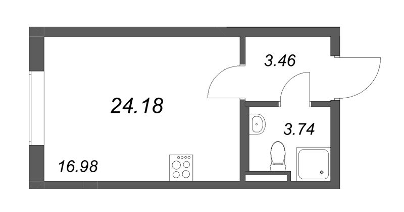 Квартира-студия, 24.18 м² - планировка, фото №1