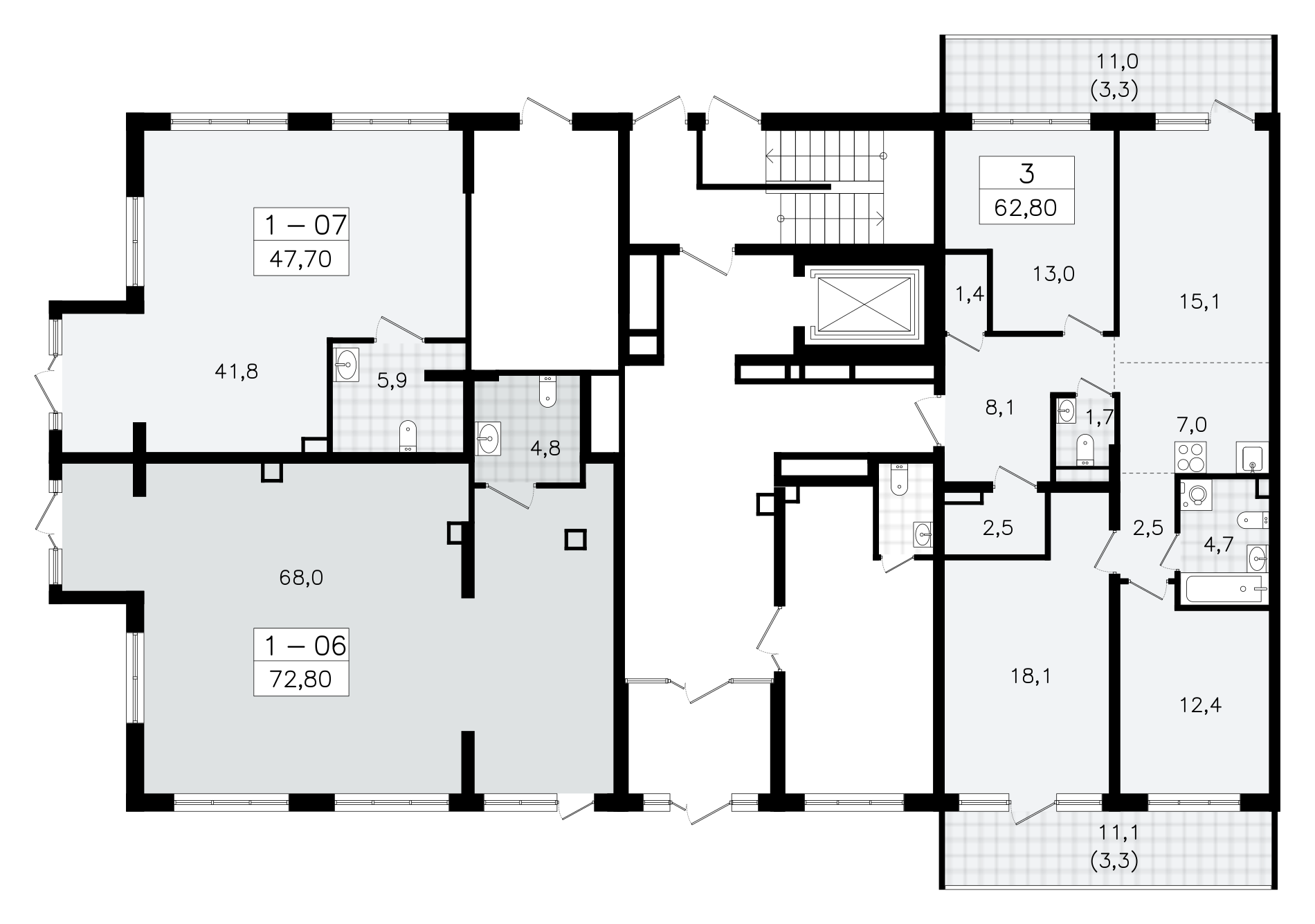 Помещение, 72.8 м² в ЖК "А101 Всеволожск" - планировка этажа