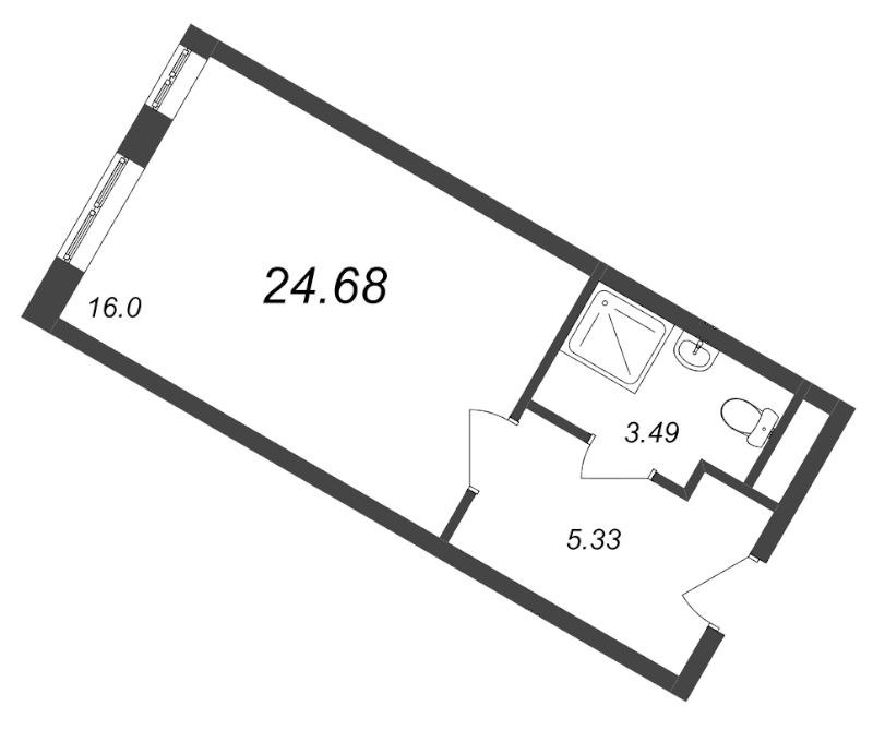 Квартира-студия, 24.5 м² в ЖК "Начало" - планировка, фото №1