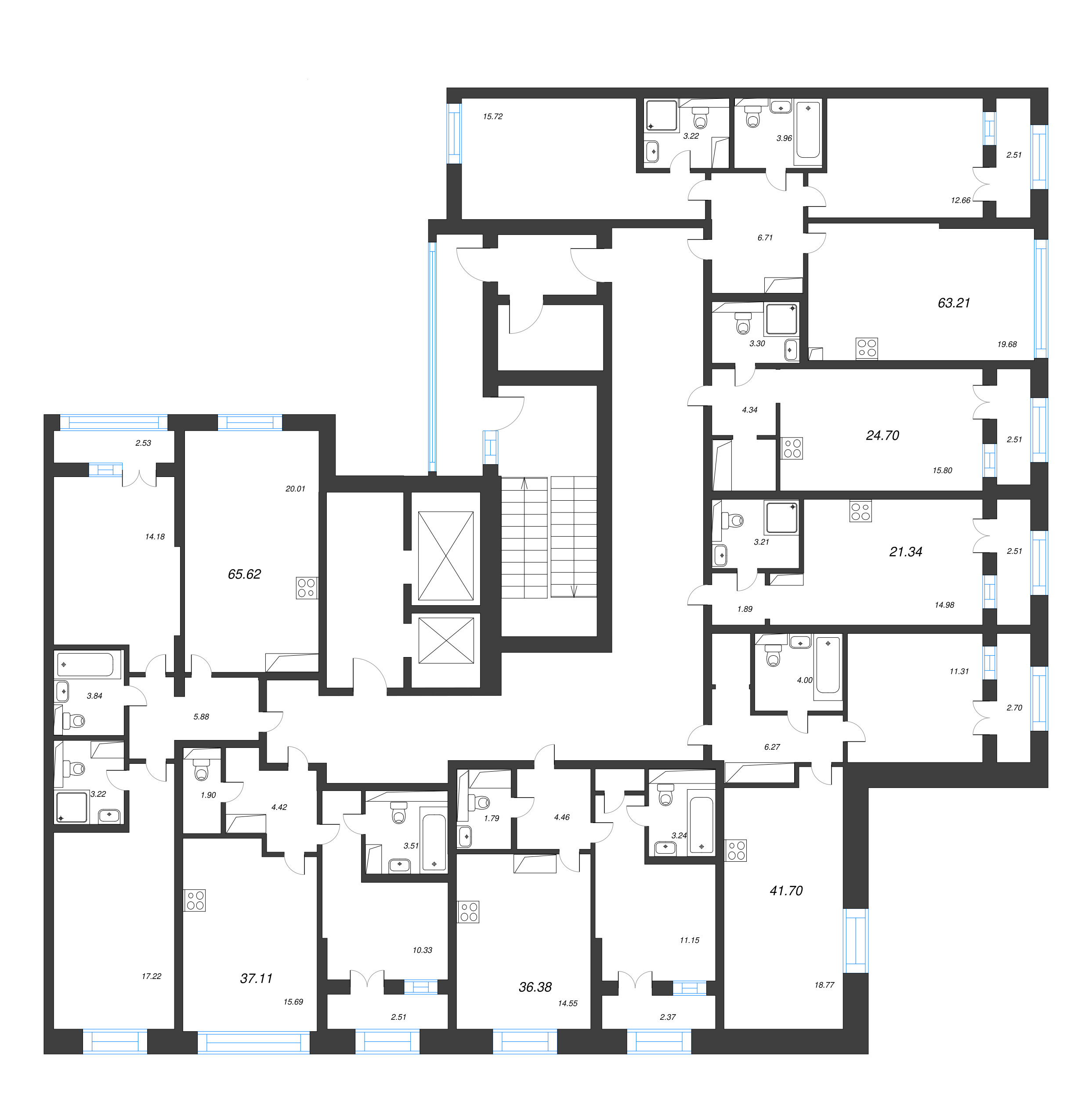 1-комнатная квартира, 36.38 м² в ЖК "Цивилизация на неве" - планировка этажа