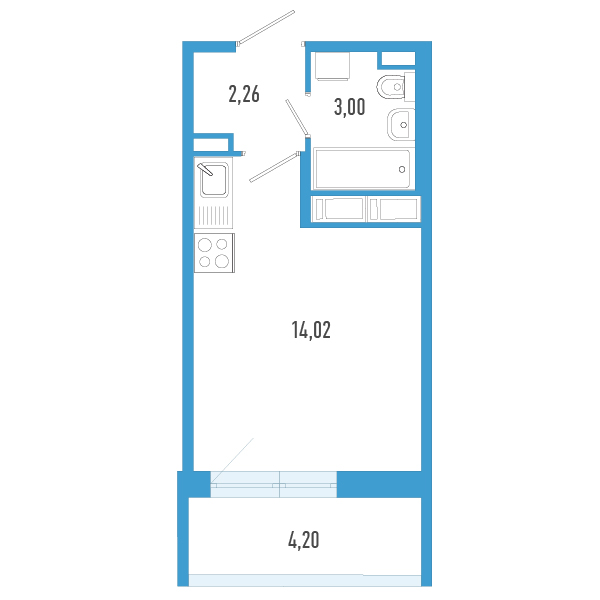 Квартира-студия, 20.54 м² в ЖК "AEROCITY" - планировка, фото №1