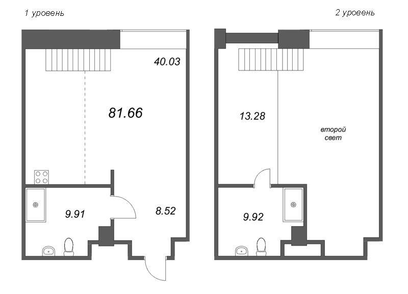 2-комнатная (Евро) квартира, 80.22 м² - планировка, фото №1