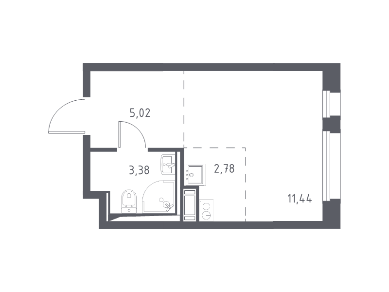 Квартира-студия, 22.62 м² - планировка, фото №1