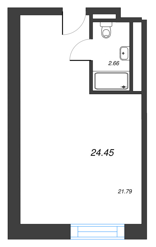Квартира-студия, 24.45 м² в ЖК "YE’S Leader" - планировка, фото №1