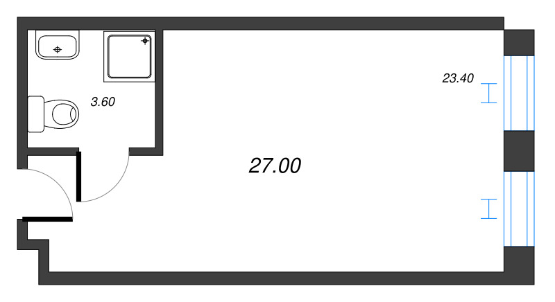 Квартира-студия, 27.04 м² в ЖК "We'll" - планировка, фото №1