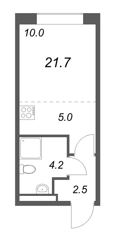 Квартира-студия, 21.7 м² в ЖК "Пулково Лейк" - планировка, фото №1