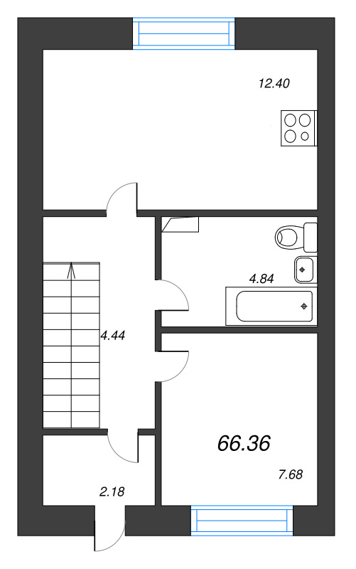 3-комнатная квартира, 66.36 м² в ЖК "Фёдоровское" - планировка, фото №1