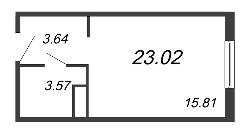 Квартира-студия, 23.02 м² в ЖК "ПРО'МОЛОDОСТЬ" - планировка, фото №1