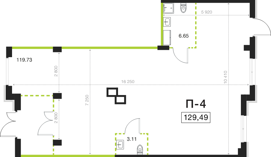 Помещение, 129.49 м² в ЖК "Legenda Васильевского" - планировка, фото №1