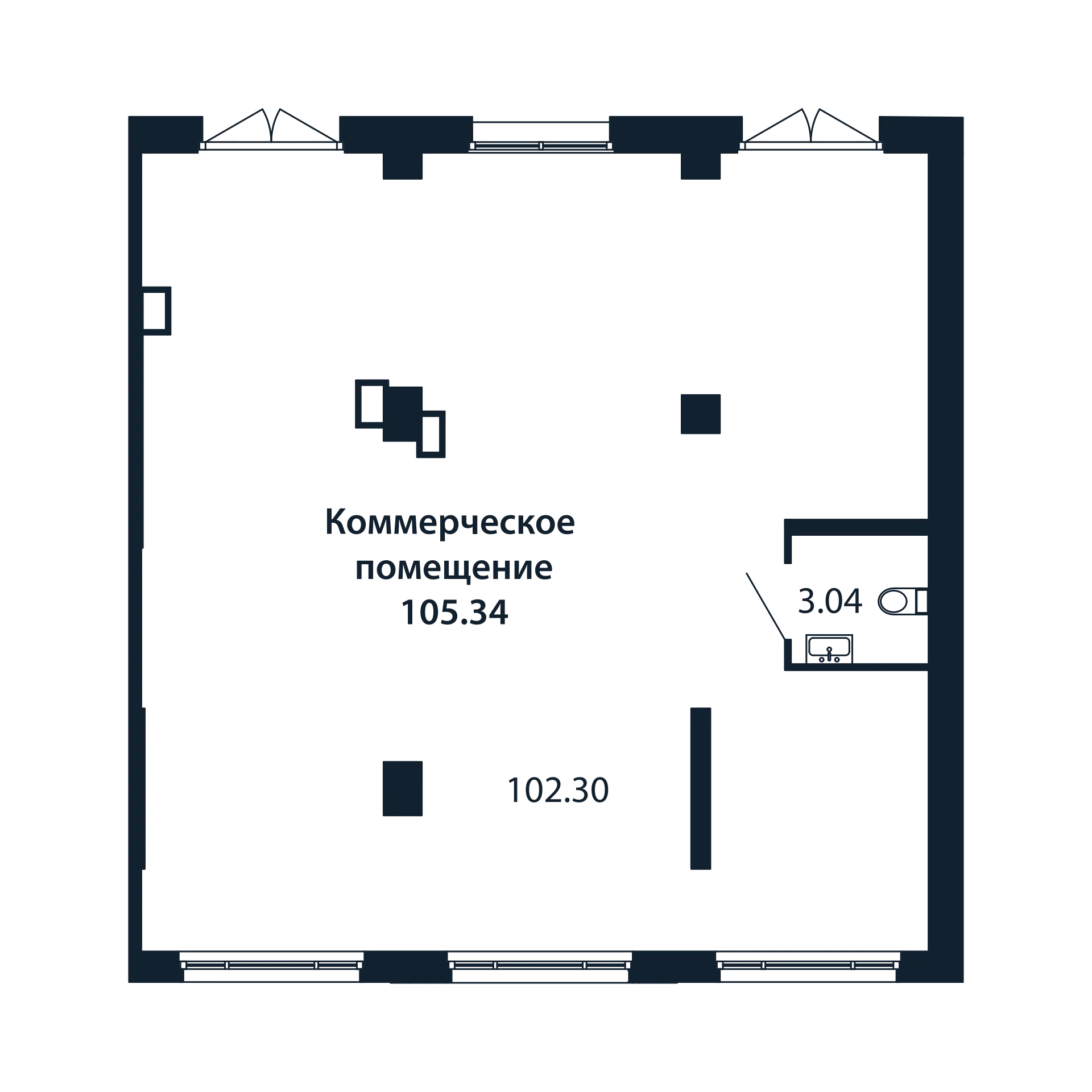 Помещение, 105.34 м² в ЖК "Полис Новоселье" - планировка, фото №1