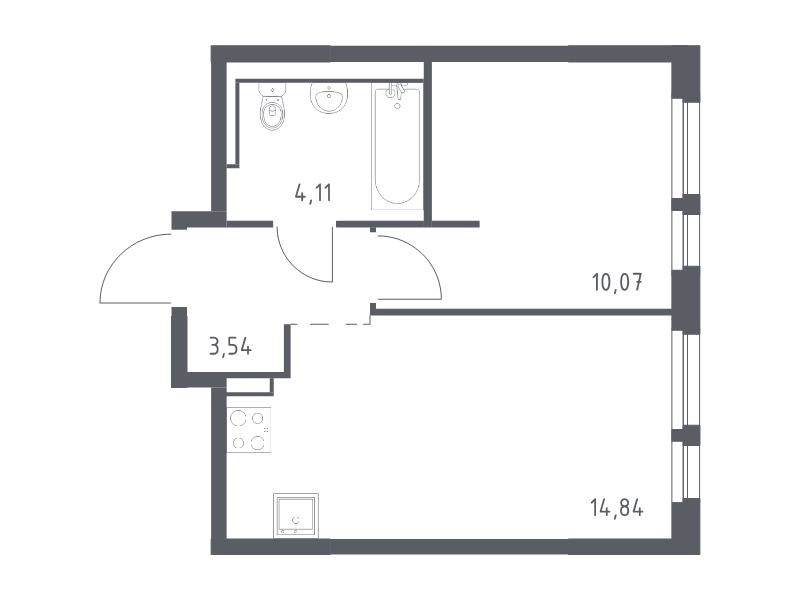 1-комнатная квартира, 32.56 м² в ЖК "Невская Долина" - планировка, фото №1