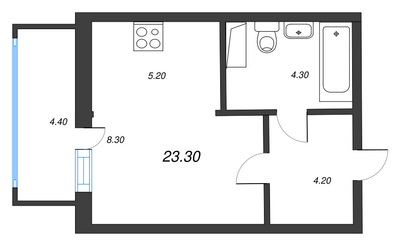 Квартира-студия, 23.2 м² в ЖК "Монография" - планировка, фото №1