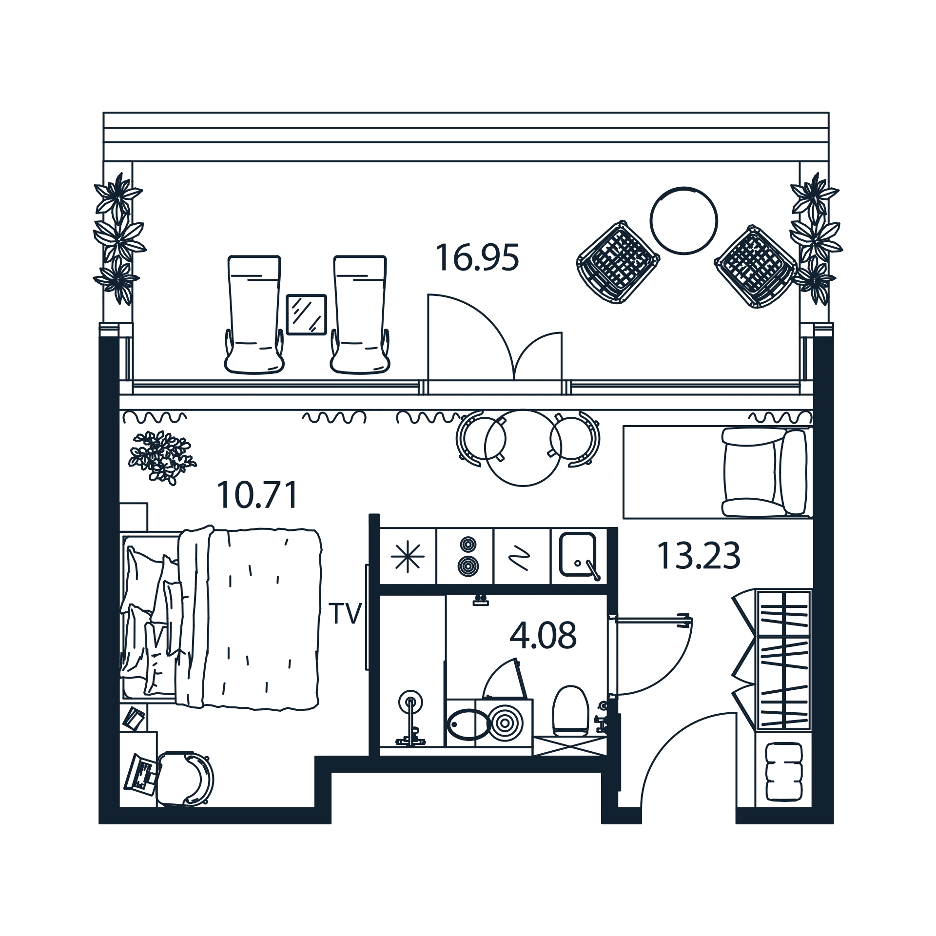 1-комнатная квартира, 27.28 м² в ЖК "Арт Плаза" - планировка, фото №1