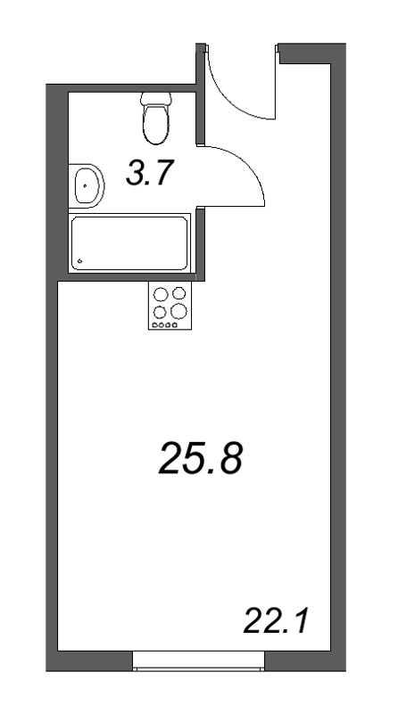 Квартира-студия, 25.8 м² в ЖК "ARTSTUDIO M103" - планировка, фото №1