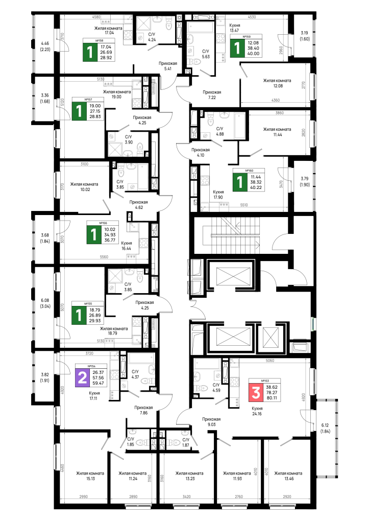 Квартира-студия, 28.83 м² в ЖК "Имена" - планировка этажа