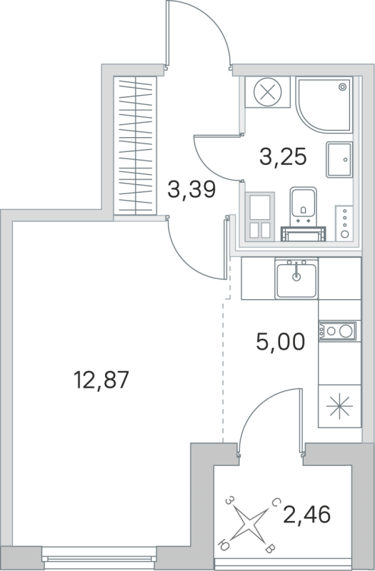 Квартира-студия, 24.51 м² в ЖК "Любоград" - планировка, фото №1