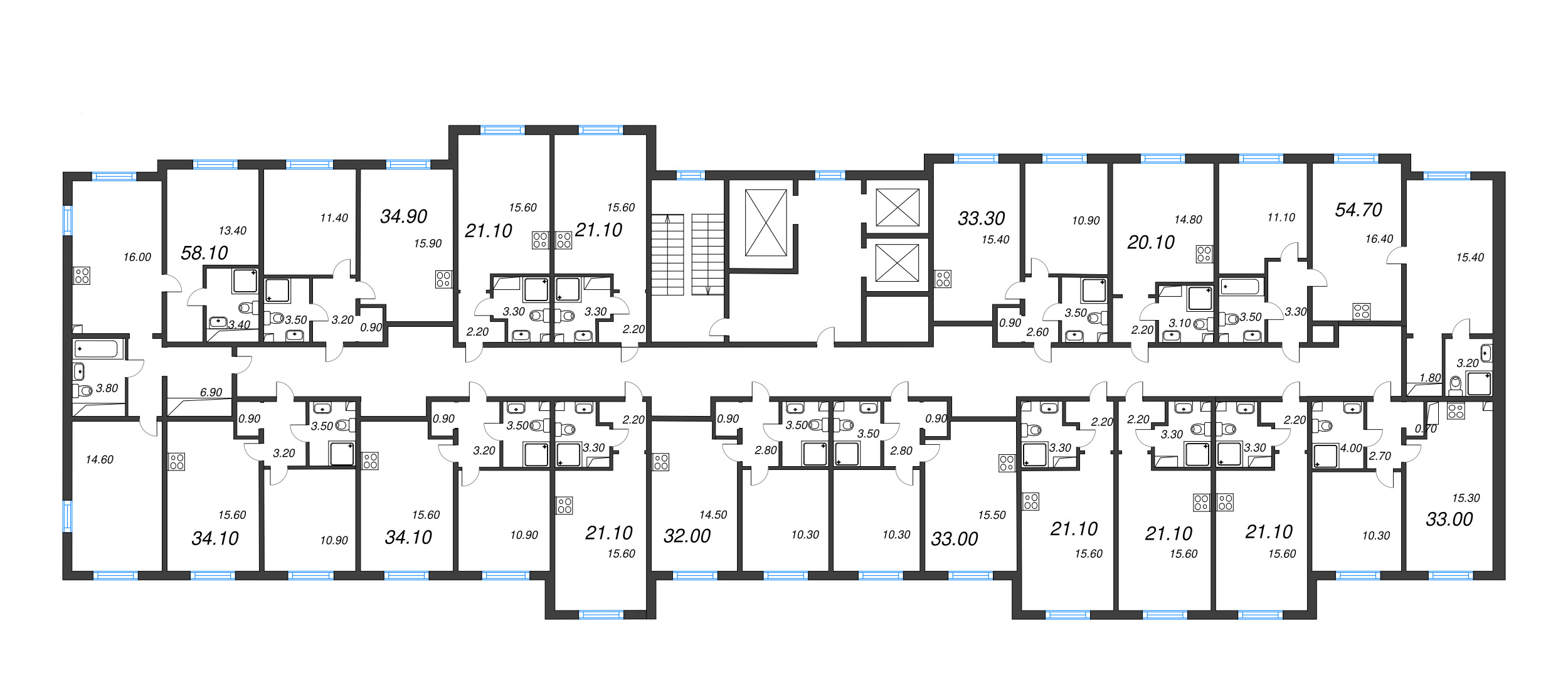Квартира-студия, 21.1 м² в ЖК "Дыбенко Парк" - планировка этажа