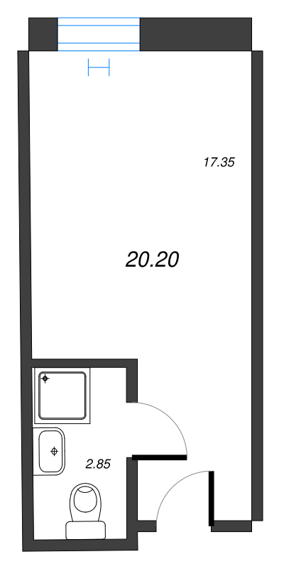 Квартира-студия, 20.19 м² - планировка, фото №1