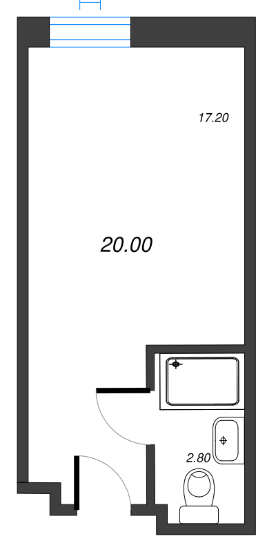 Квартира-студия, 20.12 м² - планировка, фото №1