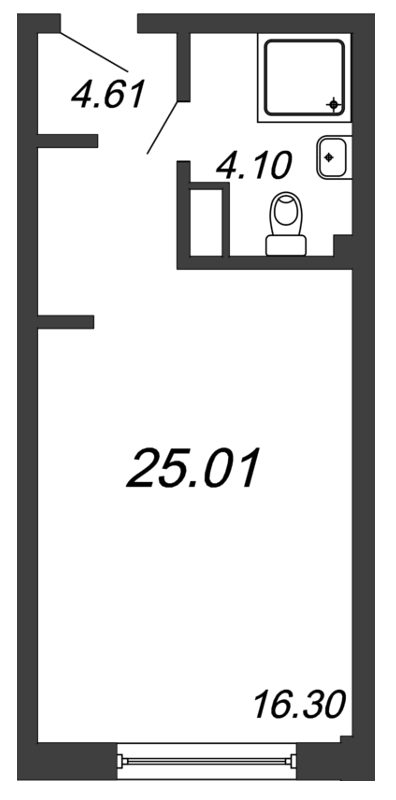 Квартира-студия, 25.01 м² - планировка, фото №1