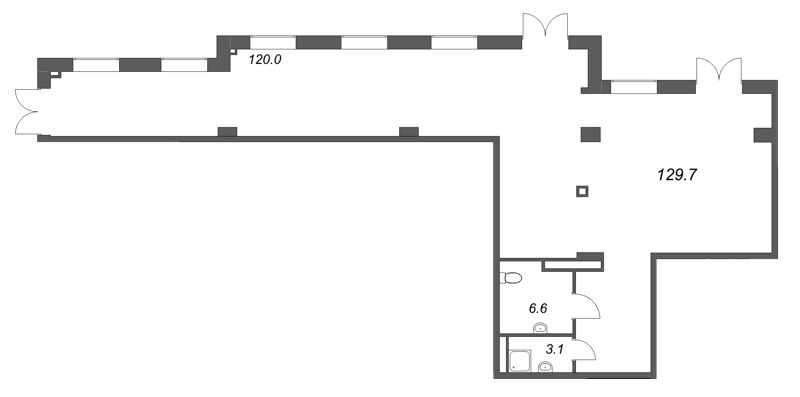 Помещение, 129.7 м² в ЖК "Большая Охта" - планировка, фото №1