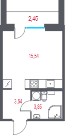 Квартира-студия, 23.77 м² в ЖК "Город-спутник Южный" - планировка, фото №1