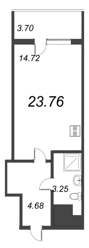 Квартира-студия, 23.76 м² в ЖК "Bereg. Курортный" - планировка, фото №1