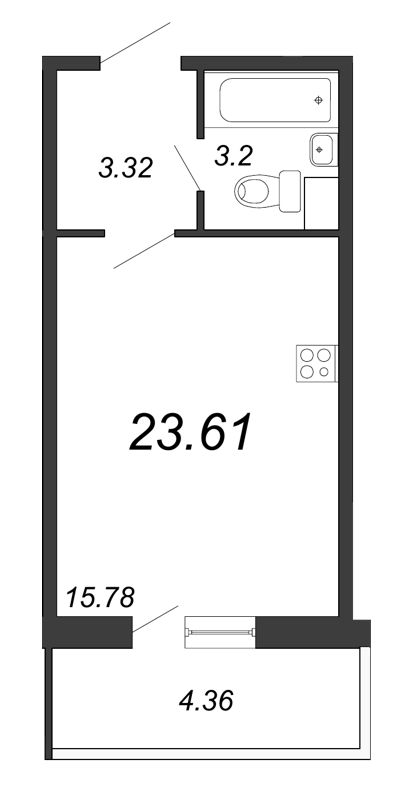 Квартира-студия, 23.2 м² в ЖК "Аквилон SKY" - планировка, фото №1