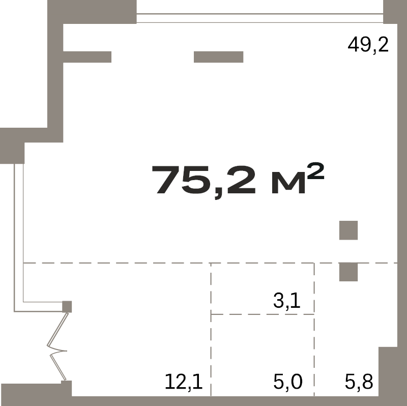 Помещение, 75.2 м² в ЖК "Северный ветер" - планировка, фото №1