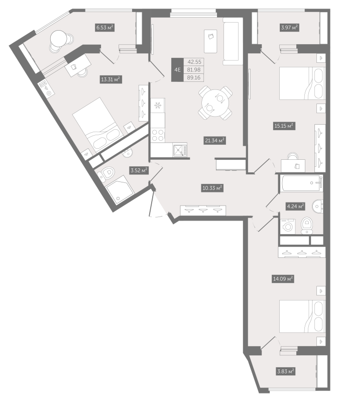 2-комнатная (Евро) квартира, 38.52 м² в ЖК "UP-квартал "Воронцовский"" - планировка, фото №1