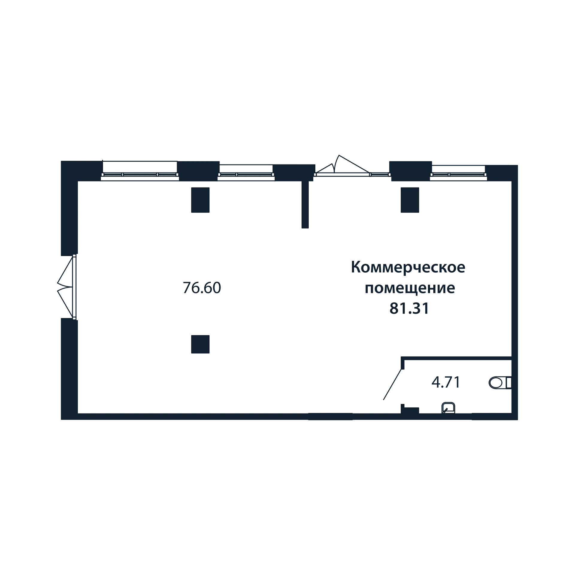 Помещение, 81.31 м² в ЖК "Полис Новоселье" - планировка, фото №1