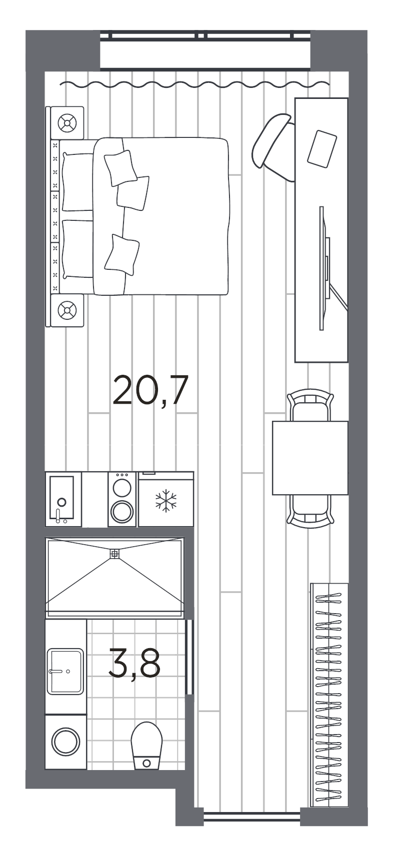Квартира-студия, 24.5 м² в ЖК "Industrial Avenir" - планировка, фото №1
