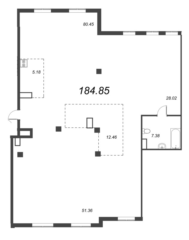 Квартира-студия, 185.12 м² в ЖК "Amo" - планировка, фото №1
