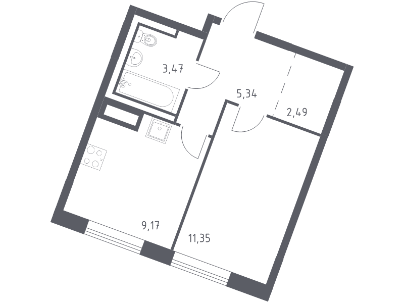 1-комнатная квартира, 31.82 м² в ЖК "Квартал Лаголово" - планировка, фото №1
