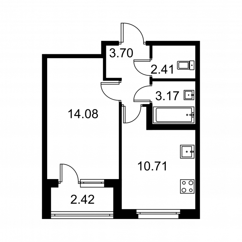 1-комнатная квартира, 35.28 м² в ЖК "Квартал Заречье" - планировка, фото №1