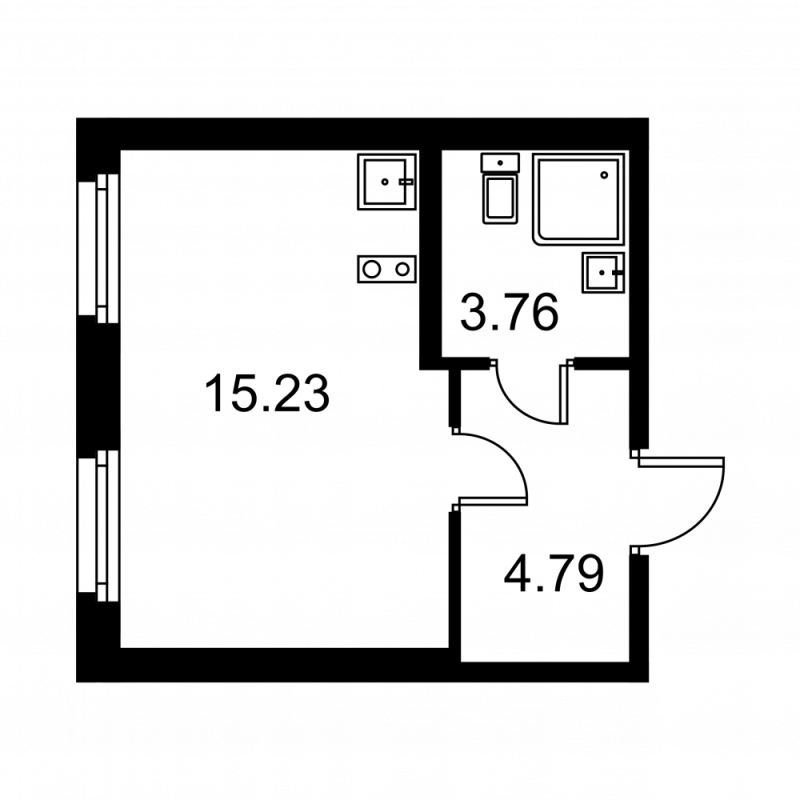 Квартира-студия, 23.78 м² в ЖК "Квартал Заречье" - планировка, фото №1