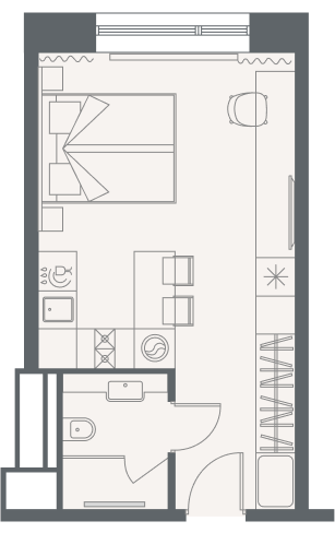 Квартира-студия, 25.66 м² в ЖК "YE’S Primorsky" - планировка, фото №1