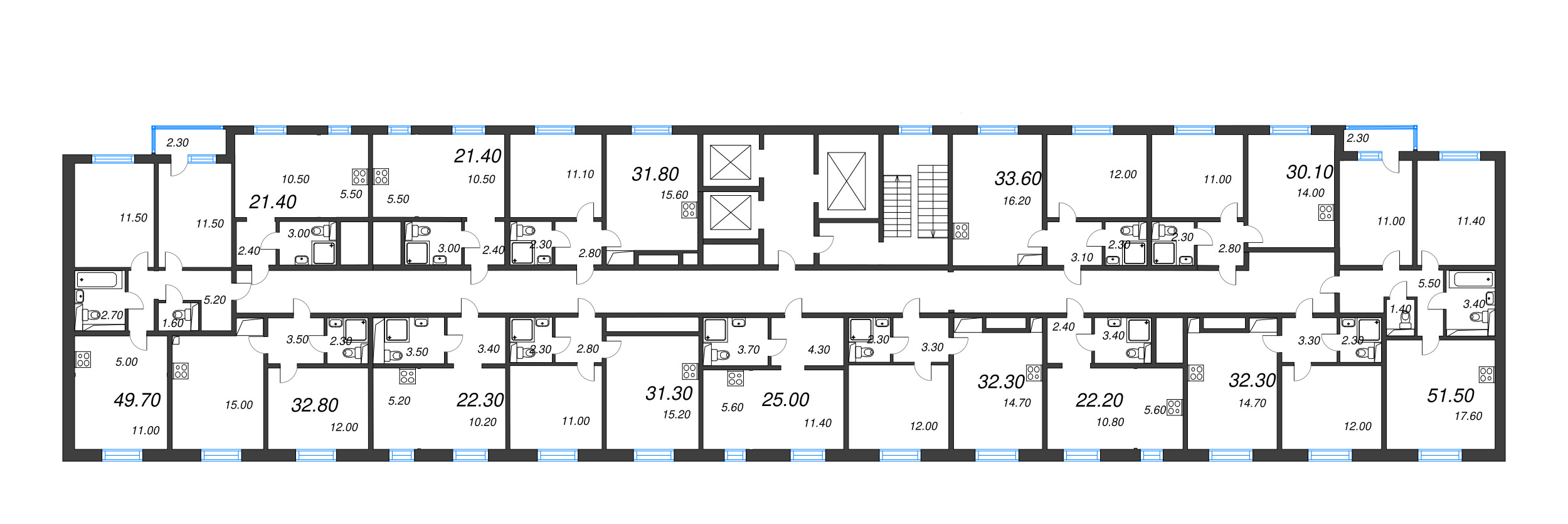 Квартира-студия, 21.4 м² в ЖК "ЛСР. Ржевский парк" - планировка этажа